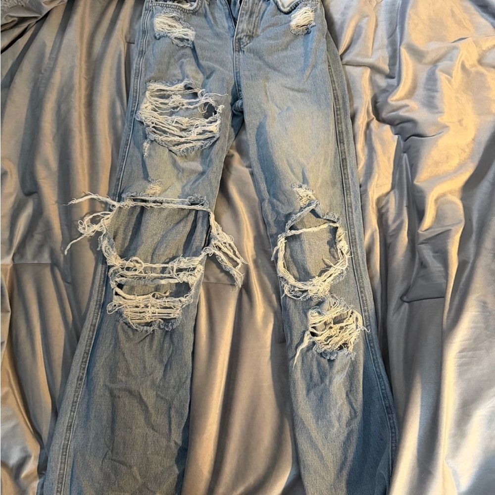 Flying Monkey Light Blue Distressed Men's Jeans